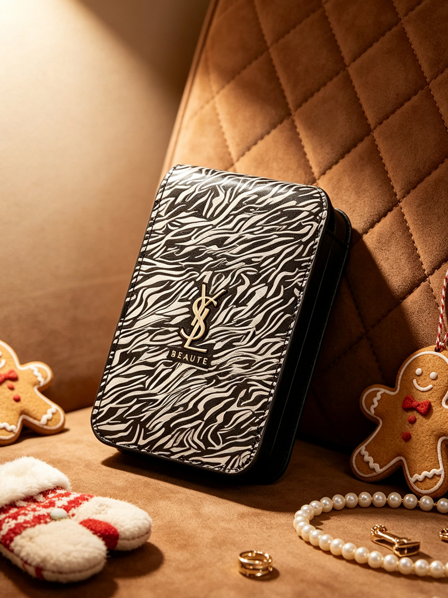 Women'S Ysl Fashion - YSL Zebra Desenli Ruj Saklama Çantası
