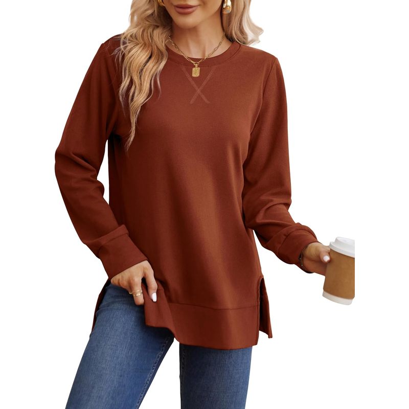 Women Fashion Open Now - Kadın Sweatshirtleri Yan Yırtmaçlı Sonbahar Modası