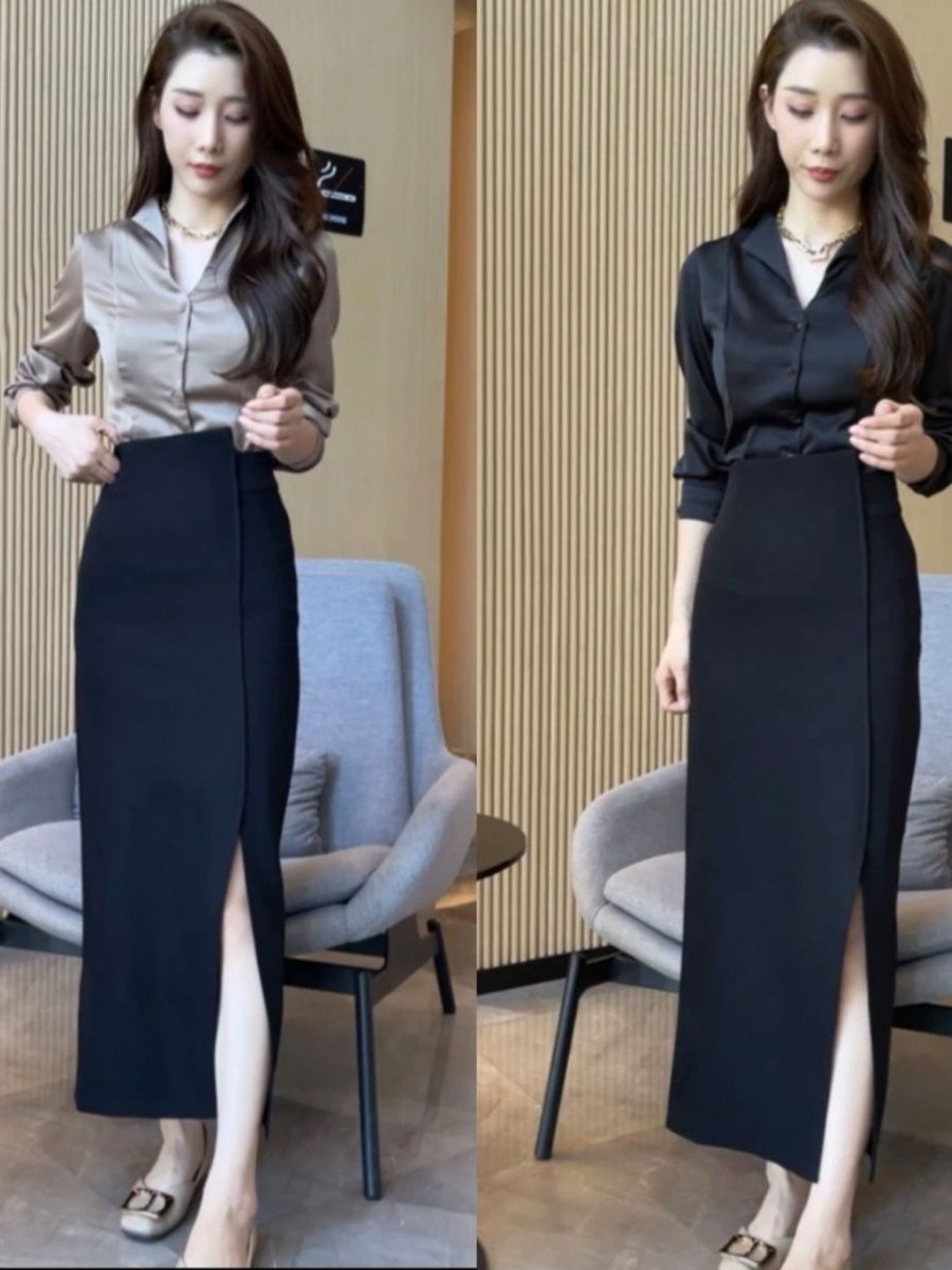 Şık Yüksek Bel Yırtmaçlı Saten - Women Fashion Over The Years incelemesi ve fiyatı